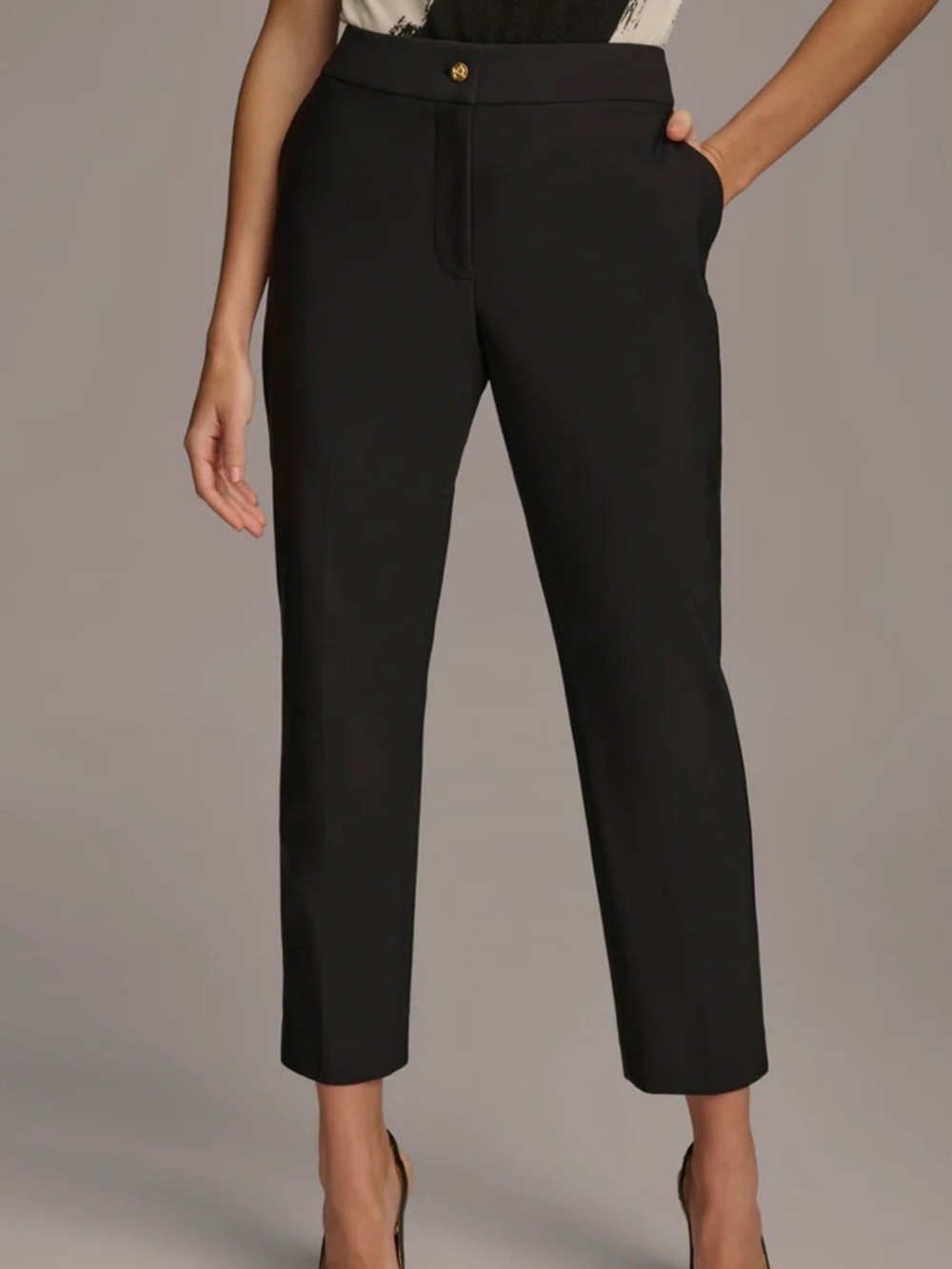 Donna Karan black SLIM LEG ANKLE LENGTH PANT